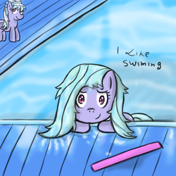 Size: 900x900 | Tagged: safe, artist:freefraq, cloudchaser, flitter, pegasus, pony, g4, duo, female, misspelling, siblings, sisters, smiling, swimming, swimming pool, twins, wet, wet mane