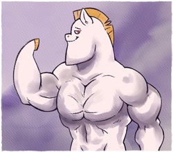 Size: 1434x1264 | Tagged: safe, artist:raph13th, bulk biceps, semi-anthro, g4, arm hooves, chad, digital art, flexing, male, muscles, solo, traditional art, watercolor painting