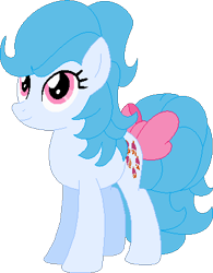 Size: 322x412 | Tagged: safe, artist:cloudy glow, artist:selenaede, artist:victorfazbear, cupcake (g1), earth pony, pony, g1, g4, base used, bow, g1 to g4, generation leap, simple background, tail, tail bow, transparent background