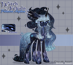 Size: 2400x2150 | Tagged: safe, artist:henori_artist, oc, oc only, pony, unicorn, base used, ethereal mane, eyelashes, female, galaxy mane, high res, hoof shoes, horn, makeup, mare, reference sheet, solo, unicorn oc