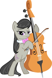 Size: 3601x5398 | Tagged: safe, artist:moongazeponies, octavia melody, earth pony, pony, g4, the best night ever, absurd resolution, bipedal, bow (instrument), bowtie, cello, cello bow, female, mare, musical instrument, simple background, solo, transparent background, vector