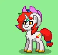 Size: 206x193 | Tagged: safe, oc, oc:shallow light, pony, pony town, green background, happy, orange eyes, red hair, simple background, solo