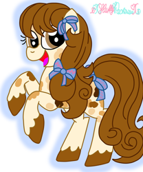 Size: 1024x1229 | Tagged: safe, artist:xxfluffypachirisuxx, oc, oc only, oc:cookie dough, earth pony, pony, bow, female, mare, simple background, solo, tail, tail bow, transparent background