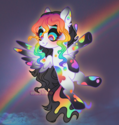 Size: 2758x2888 | Tagged: safe, artist:whohwo, oc, oc only, pegasus, pony, base used, ear piercing, eyelashes, female, flying, high res, looking down, mare, multicolored hair, pegasus oc, piercing, rainbow hair, solo, wings