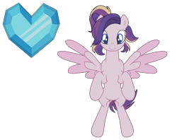 Size: 1306x1036 | Tagged: safe, alternate version, artist:westrail642fan, oc, oc only, oc:shooting star (r&f), pegasus, pony, rise and fall, bangs, belly, bipedal, concave belly, crystal heart, female, mare, parent:oc:david wyne, parent:princess cadance, parents:canon x oc, pegasus oc, ponytail, simple background, slender, solo, spread wings, thin, transparent background, westrail642fan's cadance template, wings