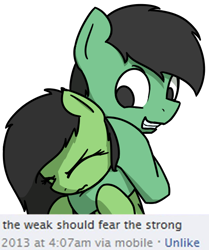 Size: 510x609 | Tagged: safe, artist:alexi148, oc, oc:anon stallion, oc:filly anon, pony, 4chan, anonpony, chokehold, female, filly, male, meme, sam hyde, stallion, the weak should fear the strong