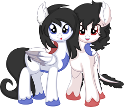 Size: 7757x6679 | Tagged: safe, artist:cyanlightning, oc, oc only, oc:nivna, oc:tensity, pegasus, pony, .svg available, absurd resolution, duo, ear fluff, looking at you, male, siblings, simple background, stallion, transparent background, twins, vector