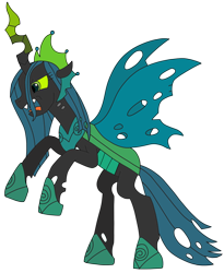 Size: 2296x2801 | Tagged: safe, artist:supahdonarudo, queen chrysalis, changeling, changeling queen, canterlot wedding 10th anniversary, g4, antagonist, fangs, female, frown, high res, insect wings, open mouth, rearing, simple background, solo, spread wings, transparent background, ultimate chrysalis, wings