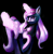 Size: 1402x1436 | Tagged: safe, artist:ske, fleur-de-lis, pony, unicorn, g4, darkness, glowing, glowing horn, horn, looking at you, magic, solo