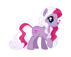 Size: 1200x968 | Tagged: safe, artist:vernorexia, pretty parasol, earth pony, pony, g3, g4, blue eyes, freckles, g3 to g4, generation leap, glitter, i can't believe it's not hasbro studios, long mane, long tail, purple coat, red mane, show accurate, simple background, solo, tail, transparent background, white mane