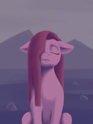 Size: 1200x1600 | Tagged: safe, artist:escapist, pinkie pie, earth pony, pony, g4, eyes closed, hair over one eye, pinkamena diane pie, rock, solo