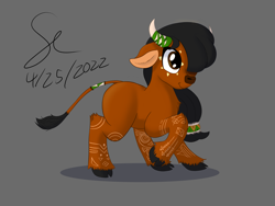 Size: 4000x3000 | Tagged: safe, artist:malixcrash, artist:megabyte1835, oc, oc:toughtail, buffalo, cloven hooves, female, fetlock tuft, horns, shading, simple background, solo