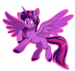 Size: 1926x1818 | Tagged: safe, artist:bguinpig, twilight sparkle, alicorn, pony, g4, colored hooves, female, leg fluff, mare, simple background, solo, spread wings, twilight sparkle (alicorn), white background, wings