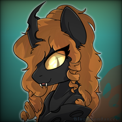 Size: 1640x1639 | Tagged: safe, artist:alleymutt, oc, changeling, changeling queen, pony, brown changeling, female, mare, solo, unreformed