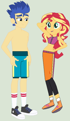 Size: 380x654 | Tagged: safe, artist:matthewjabeznazarioa, flash sentry, sunset shimmer, human, equestria girls, g4, female, male, ship:flashimmer, shipping, straight