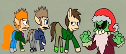 Size: 720x309 | Tagged: safe, artist:darlycatmake, pony, undead, zombie, battlefield, beast, bored, confused, edd gould (eddsworld), eddsworld, friday night funkin', idiot, matt (eddsworld), ponified, ready to fight, reference, reference to another series, rule 85, seriously, tom (eddsworld), unamused, wat, what the hay?, worried, wtf, wtf face, zanta