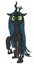 Size: 408x768 | Tagged: safe, artist:dsb71013, derpibooru exclusive, queen chrysalis, changeling, changeling queen, canterlot wedding 10th anniversary, g4, crown, female, frown, jewelry, queen chrysalis is not amused, raised hoof, regalia, simple background, solo, unamused, white background