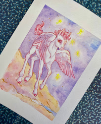 Size: 800x982 | Tagged: safe, artist:shaiyeh, pegasus, pony, female, mare, solo, traditional art, watercolor painting