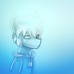 Size: 960x960 | Tagged: safe, artist:deyogee, oc, oc only, pony, blue background, clothes, gradient background, hoodie, jack frost, lineart, male, ponified, simple background, solo