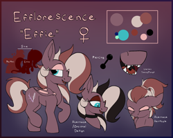 Size: 2000x1600 | Tagged: safe, artist:luxsimx, oc, oc only, oc:efflorescence, bat pony, pony, bat pony oc, collar, fangs, makeup, piercing, ponytail, reference sheet, tongue piercing, wings