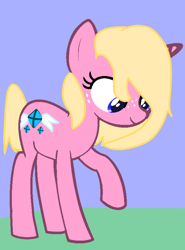 Size: 600x810 | Tagged: safe, oc, oc only, oc:winged diamond, pony, unicorn, abstract background, female, looking down, mare, solo