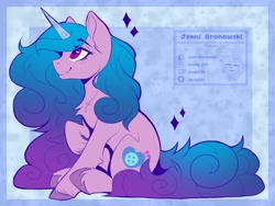 Size: 2048x1536 | Tagged: safe, artist:_candypone_, izzy moonbow, pony, unicorn, g5, abstract background, chest fluff, cute, female, izzybetes, looking up, mare, sitting, smiling, solo, text, unshorn fetlocks, watermark