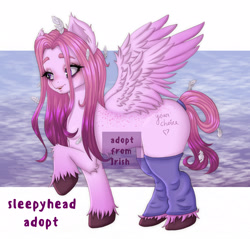 Size: 2300x2200 | Tagged: safe, artist:irish_draw_smth, oc, pegasus, pony, adoptable, auction, auction open, clothes, cloud, colored, comic, commissions open, cute, digital art, ear fluff, female, hair over one eye, high res, leg warmers, pegasus oc, simple background, sky, sleepy, smiling, socks, solo, standing, tail, wings