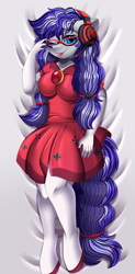 Size: 3040x6161 | Tagged: safe, artist:pridark, oc, oc:cinnabyte, earth pony, anthro, body pillow, body pillow design, breasts, clothes, dress, glasses, socks, solo