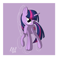 Size: 2449x2449 | Tagged: safe, artist:rb-d, twilight sparkle, pony, unicorn, g4, 2013, female, full body, high res, hooves, horn, looking at you, mare, raised hoof, shading, signature, solo, unicorn twilight