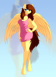 Size: 1274x1769 | Tagged: safe, artist:scarlet-spectrum, oc, oc only, oc:lucy harmony, pegasus, anthro, unguligrade anthro, clothes, dress, female, mare, solo