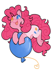 Size: 1280x1768 | Tagged: safe, artist:courtjesterart, pinkie pie, earth pony, pony, g4, balloon, heterochromia, simple background, solo, transparent background