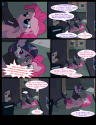 Size: 1042x1358 | Tagged: safe, artist:dendoctor, mean twilight sparkle, pinkie pie, alicorn, earth pony, pony, comic:clone.., g4, alternate universe, clone, clothes, comic, crying, female, pinkie clone, rain, twilight sparkle (alicorn)