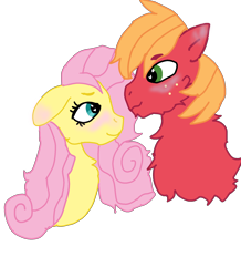 Size: 1788x2046 | Tagged: safe, artist:tjbook-time, big macintosh, fluttershy, earth pony, pegasus, pony, g4, blushing, bust, female, fluffy, looking at each other, looking at someone, male, mare, ship:fluttermac, shipping, simple background, stallion, straight, transparent background