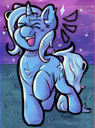 Size: 1024x1366 | Tagged: safe, artist:panikkoi, trixie, pony, unicorn, g4, ><, ear fluff, eyes closed, female, mare, open mouth, smiling, solo