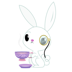 Size: 1000x1000 | Tagged: safe, artist:ashidaru, angel bunny, rabbit, g4, animal, cup, food, monocle, simple background, tea, tea time, teacup, transparent background, vector