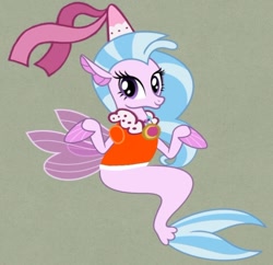 Size: 720x697 | Tagged: safe, artist:darlycatmake, silverstream, hippogriff, seapony (g4), g4, 1000 hours in ms paint, adorasexy, adorkable, beautiful, clothes, cute, dork, female, hat, hennin, jewelry, looking at you, looking offscreen, necklace, pretty, princess, scarf, sexy, shirt, sitting, smiling, smiling at you