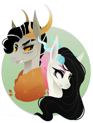 Size: 1500x1977 | Tagged: safe, artist:ryrxian, oc, oc only, draconequus, hybrid, bust, chest fluff, draconequus oc, duo, interspecies offspring, offspring, parent:discord, parent:fluttershy, parents:discoshy, simple background, transparent background