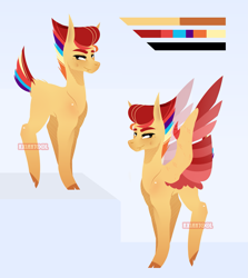 Size: 3371x3784 | Tagged: safe, artist:ryrxian, oc, oc only, earth pony, pegasus, pony, colored wings, duo, earth pony oc, high res, offspring, parent:flash magnus, parent:rainbow dash, parents:dashmagnus, pegasus oc, two toned wings, wings