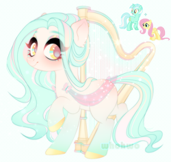 Size: 3200x3028 | Tagged: safe, artist:whohwo, fluttershy, lyra heartstrings, pegasus, pony, unicorn, g4, base used, eyelashes, female, fusion, fusion:lyra heartstrings, high res, hoof polish, makeup, mare, raised hoof