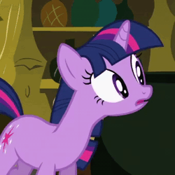 Size: 340x340 | Tagged: safe, screencap, spike, twilight sparkle, dragon, pony, unicorn, g4, season 2, secret of my excess, animated, cropped, female, mare, offscreen character, scrunchy face, slap, solo focus, sound, twilight sparkle is not amused, unamused, unicorn twilight, webm