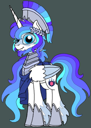 Size: 960x1348 | Tagged: safe, artist:rosefang16, shining armor, alicorn, pony, canterlot wedding 10th anniversary, g4, armor, clothes, long mane, long tail, scarf, simple background, solo, tail