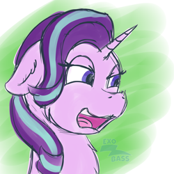Size: 1000x1000 | Tagged: safe, artist:exobass, starlight glimmer, pony, unicorn, g4, bust, eww, expression, floppy ears, loathing, sketch, solo