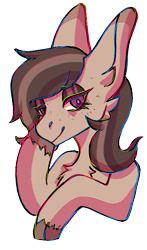 Size: 392x668 | Tagged: safe, artist:raya, oc, oc only, oc:rocky karst, earth pony, kirin, pony, big ears, bust, cloven hooves, female, half-breed, mare, simple background, solo, transparent background