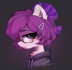 Size: 1280x1251 | Tagged: safe, artist:astralblues, oc, pony, bust, clothes, female, glasses, hoodie, mare, portrait, solo