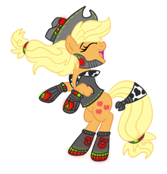 Size: 768x799 | Tagged: safe, artist:sjart117, applejack, earth pony, pony, ask the mane 11, g4, bipedal, boots, clothes, cowboy, cyberpunk, hat, permission given, shoes, simple background, transparent background
