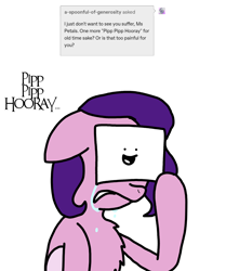 Size: 1798x2146 | Tagged: safe, artist:professorventurer, pipp petals, pegasus, pony, series:ask pippamena, g5, my little pony: a new generation, crying, hiding face, mask, paper, pipp pipp hooray