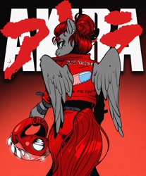 Size: 3389x4096 | Tagged: safe, artist:opalacorn, oc, oc only, oc:void, pegasus, anthro, akira, helmet, motorcycle helmet, nose piercing, nose ring, piercing, solo