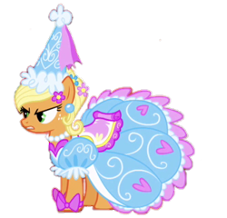 Size: 336x322 | Tagged: safe, artist:darlycatmake, applejack, earth pony, pony, look before you sleep, angry, applejack also dresses in style, applejack is not amused, clothes, cute, dress, dressup, froufrou glittery lacy outfit, glare, hat, hennin, jackabetes, looking at someone, looking at something, princess, princess applejack, simple background, solo, transparent background, unamused, vector
