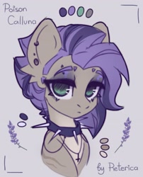 Size: 2175x2695 | Tagged: safe, artist:radioaxi, oc, oc only, oc:poisoned calluna, bat pony, pony, bat pony oc, choker, cross, female, frown, high res, inverted cross, jewelry, looking at you, mare, necklace, signature, simple background, solo, spiked choker, white background