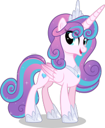 Size: 8000x9743 | Tagged: safe, artist:n0kkun, princess flurry heart, alicorn, pony, g4, absurd resolution, concave belly, eye clipping through hair, female, hoof shoes, looking at you, mare, older, older flurry heart, open mouth, open smile, shadow, simple background, slender, smiling, smiling at you, solo, thin, transparent background, vector